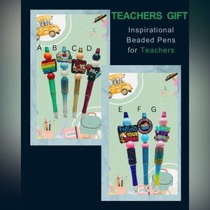 Colorful Handmade Beaded Educational Teacher Ballpoint Pens-Individually Sold.